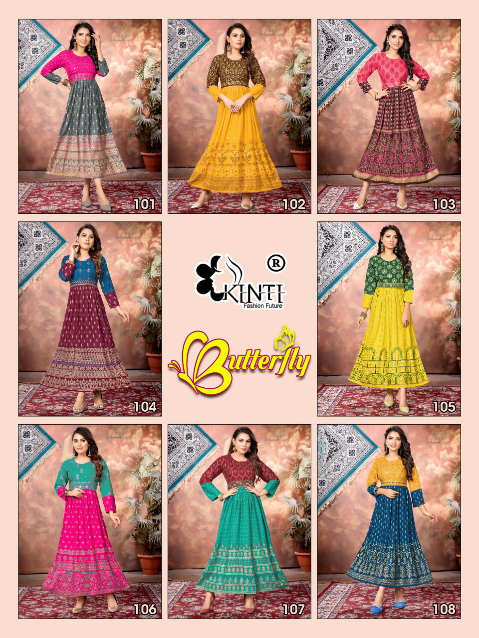 Kinti Butterfly Ethnic Wear Wholesale Long Kurti Collection 